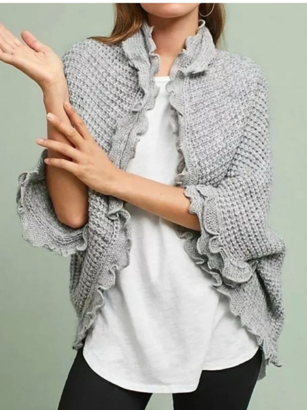 Anthropologie Moth Rocia Ruffled Open Front Boho Cardigan